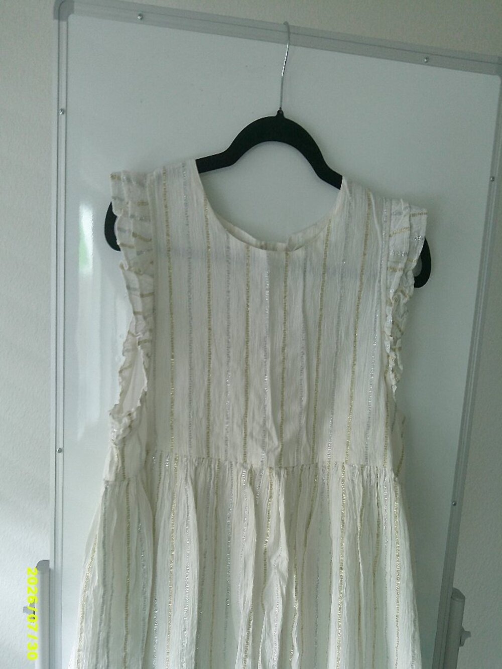 THML White Short Sleeve Blouse with Silver and Gold accents